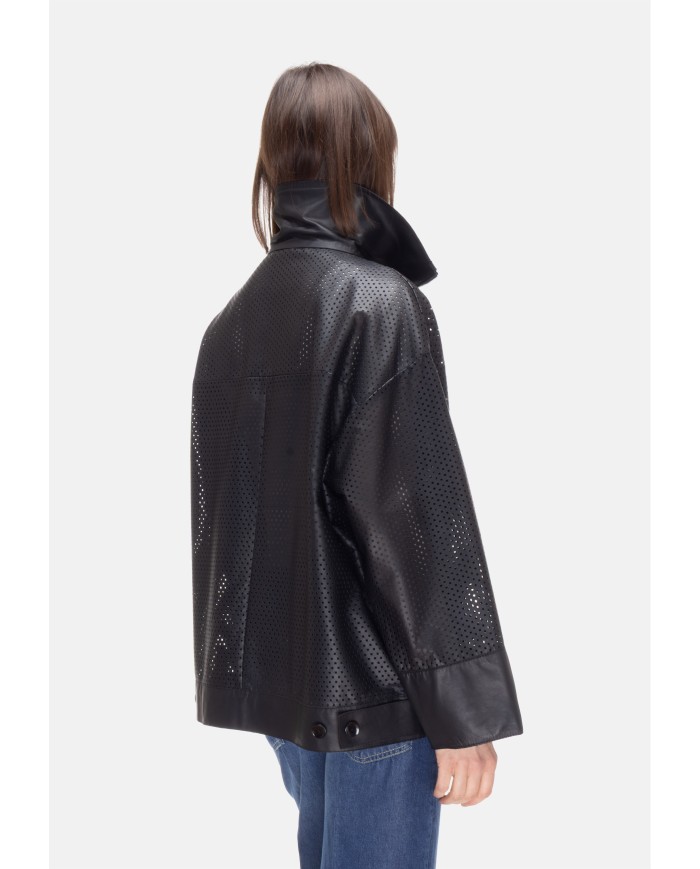 THE JACKIE Giubbino pelle donna perforata Nera