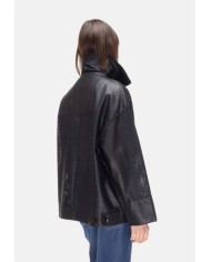 THE JACKIE Giubbino pelle donna perforata Nera