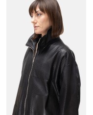 THE JACKIE Giubbino pelle donna perforata Nera