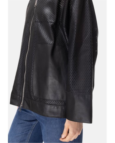 THE JACKIE Giubbino pelle donna perforata Nera