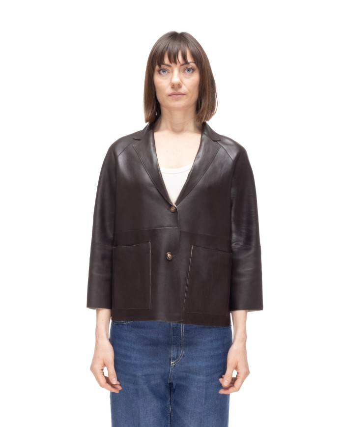THE JACKIE Giacca pelle donna reversibile marrone beige