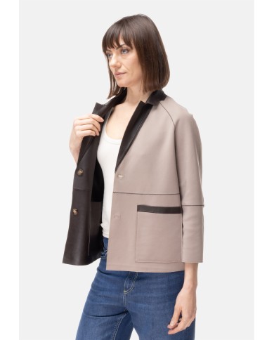 THE JACKIE Giacca pelle donna reversibile marrone beige