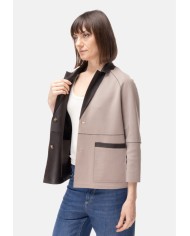 THE JACKIE Giacca pelle donna reversibile marrone beige