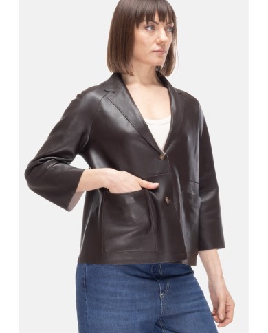 THE JACKIE Giacca pelle donna reversibile marrone beige