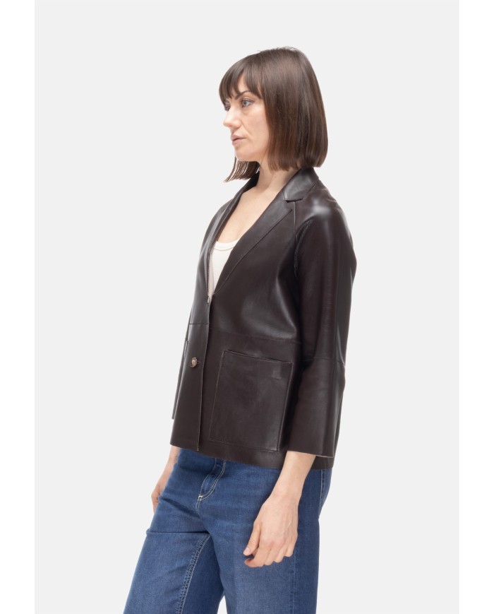 THE JACKIE Giacca pelle donna reversibile marrone beige