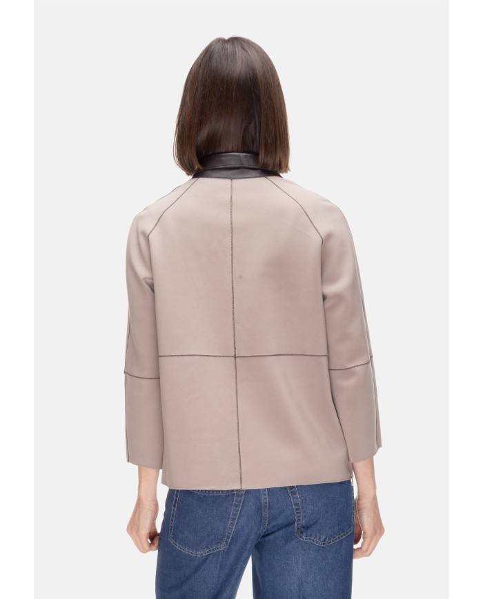 THE JACKIE Giacca pelle donna reversibile marrone beige