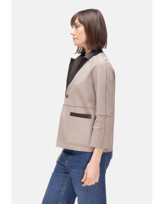 THE JACKIE Giacca pelle donna reversibile marrone beige
