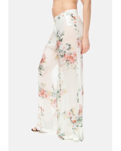 SEMI COUTURE Pantaloni donna stampa floreale verde acqua