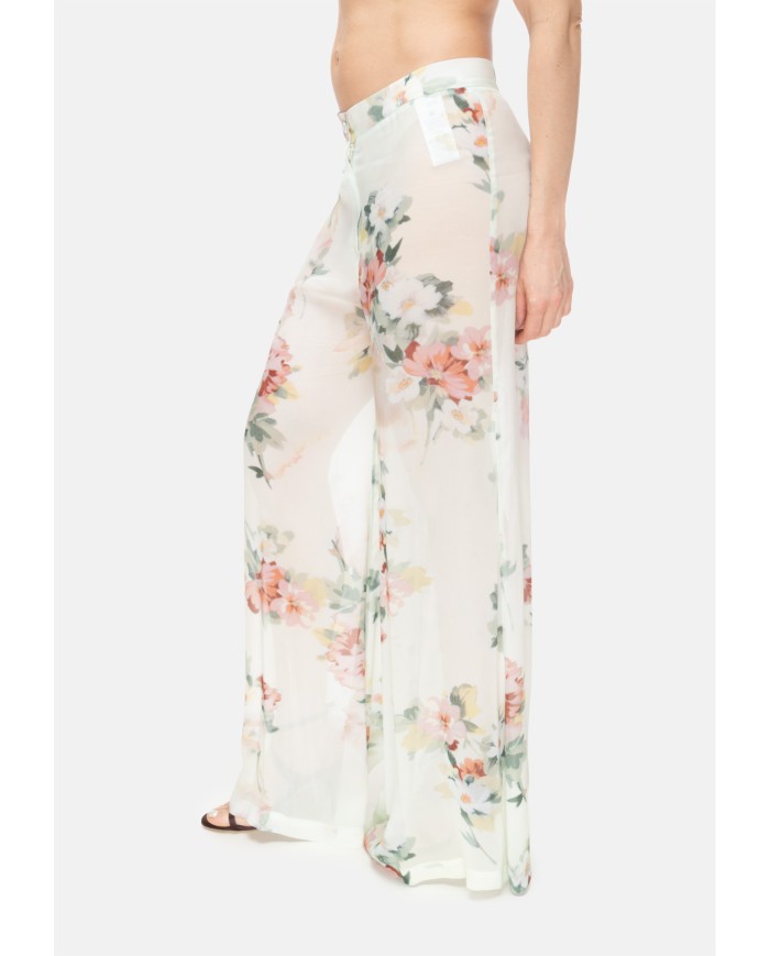 SEMI COUTURE Pantaloni donna stampa floreale verde acqua
