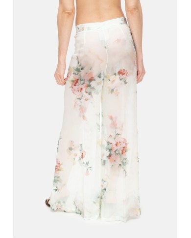 SEMI COUTURE Pantaloni donna stampa floreale verde acqua