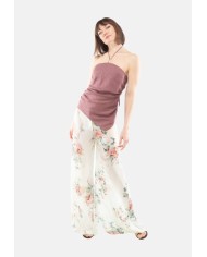 SEMI COUTURE Pantaloni donna stampa floreale verde acqua