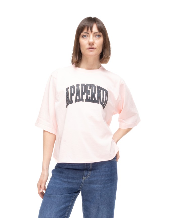 A PAPER KID T-shirt donna rosa chiaro