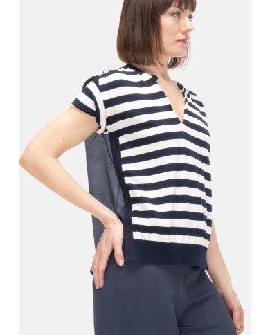 SEMI COUTURE Maglia donna righe bianca blu