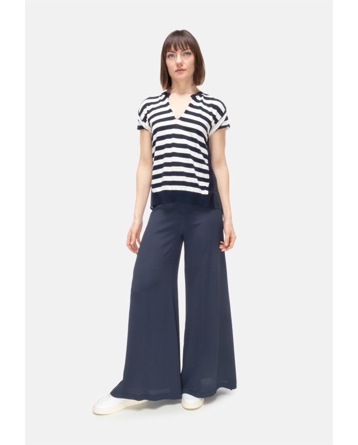 SEMI COUTURE Maglia donna righe bianca blu