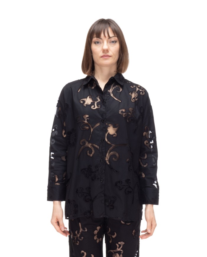SEMI COUTURE Camicia donna pizzo Nera