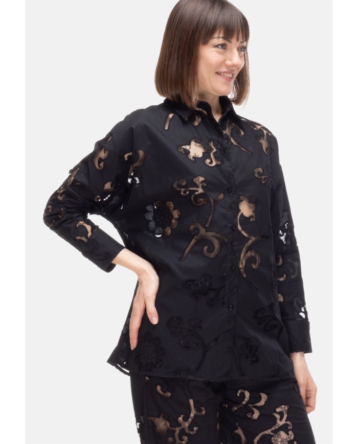 SEMI COUTURE Camicia donna pizzo Nera