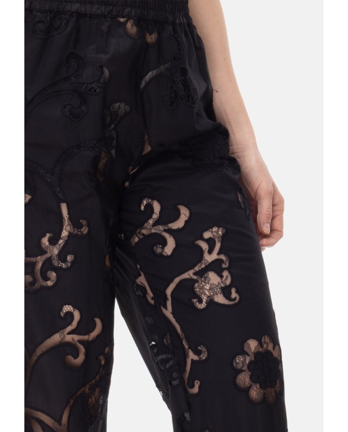 SEMI COUTURE Pantaloni donna pizzo Nero
