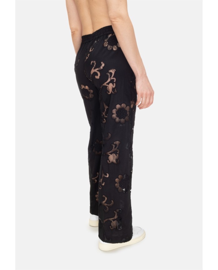 SEMI COUTURE Pantaloni donna pizzo Nero