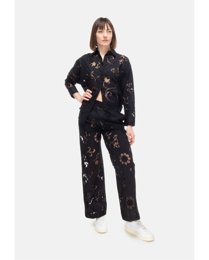 SEMI COUTURE Pantaloni donna pizzo Nero