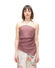 SEMI COUTURE Top corto asimmetrico rosa antico