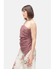 SEMI COUTURE Top corto asimmetrico rosa antico