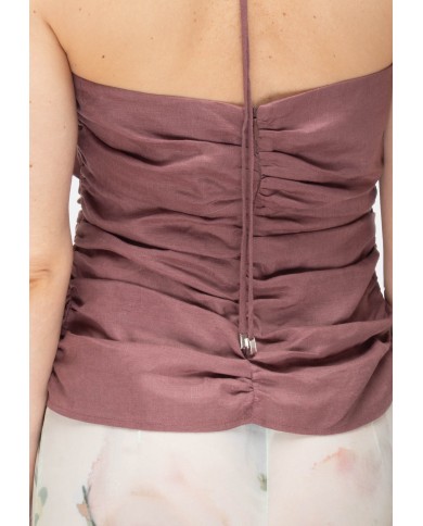 SEMI COUTURE Top corto asimmetrico rosa antico