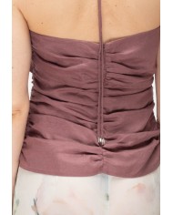 SEMI COUTURE Top corto asimmetrico rosa antico
