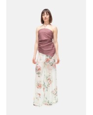 SEMI COUTURE Top corto asimmetrico rosa antico