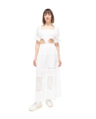 AMOSA Abito lungo donna ricamato Bianco