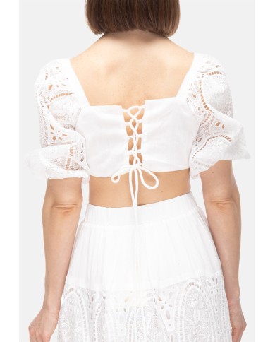 AMOSA Abito lungo donna ricamato Bianco