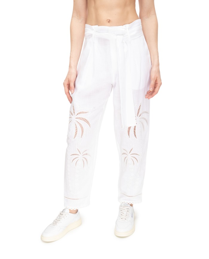 AMOSA Pantaloni donna lino Bianco