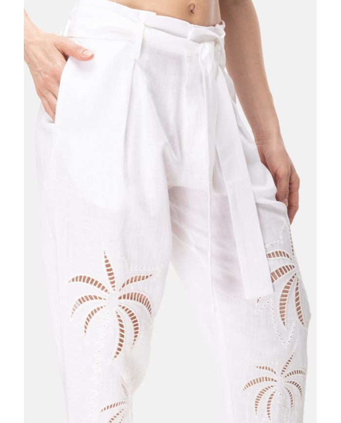 AMOSA Pantaloni donna lino Bianco