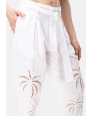 AMOSA Pantaloni donna lino Bianco