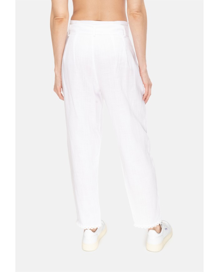 AMOSA Pantaloni donna lino Bianco