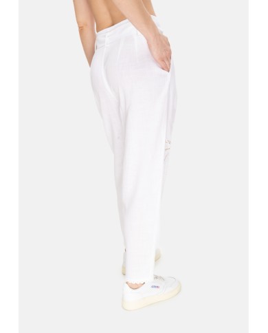 AMOSA Pantaloni donna lino Bianco