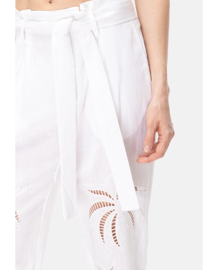 AMOSA Pantaloni donna lino Bianco