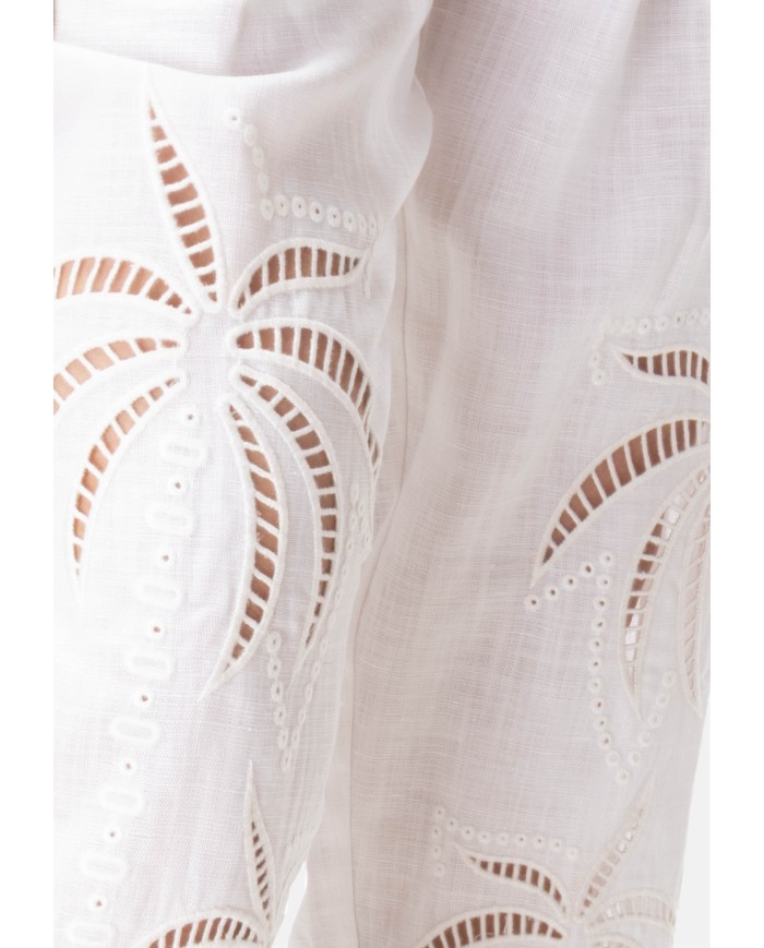 AMOSA Pantaloni donna lino Bianco