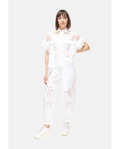 AMOSA Pantaloni donna lino Bianco