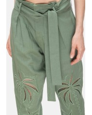 AMOSA Pantaloni donna lino Verde