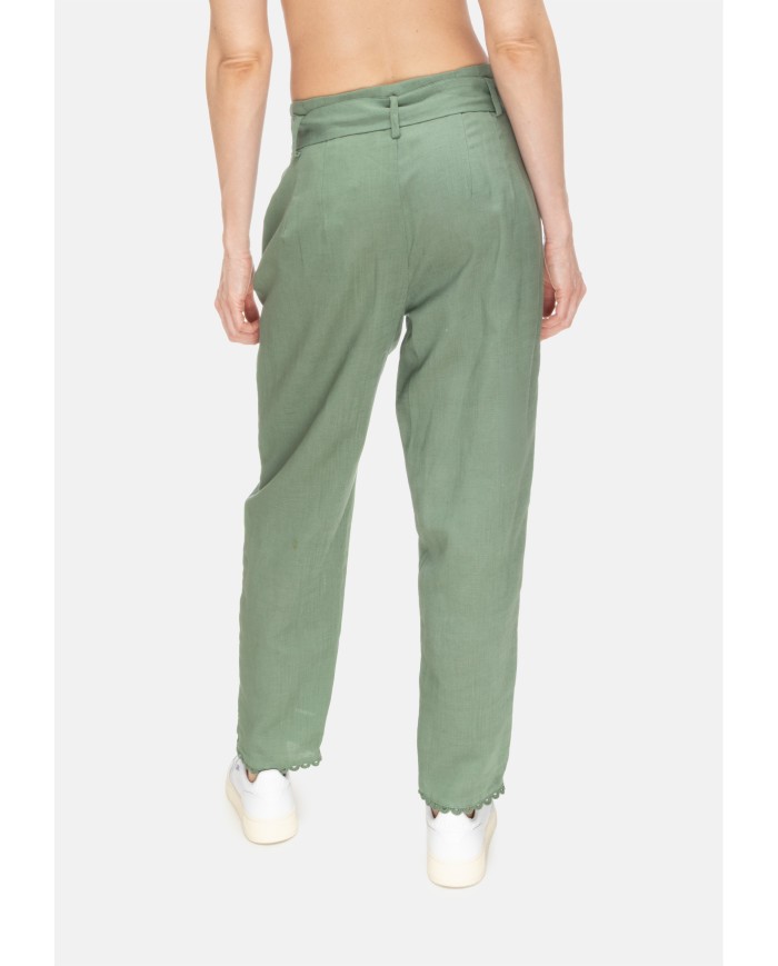 AMOSA Pantaloni donna lino Verde