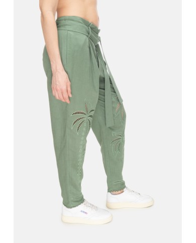 AMOSA Pantaloni donna lino Verde