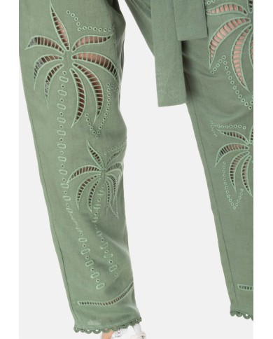 AMOSA Pantaloni donna lino Verde