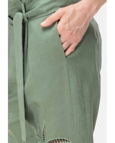 AMOSA Pantaloni donna lino Verde