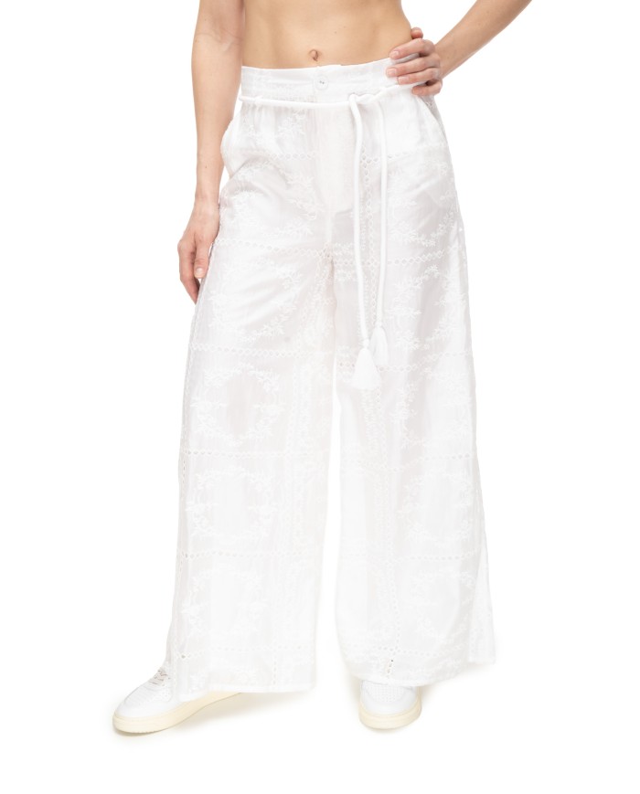 AMOSA Pantaloni donna sangallo bianco