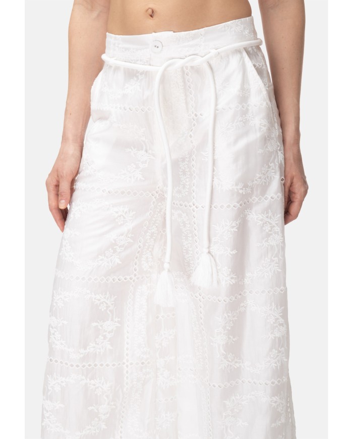 AMOSA Pantaloni donna sangallo bianco