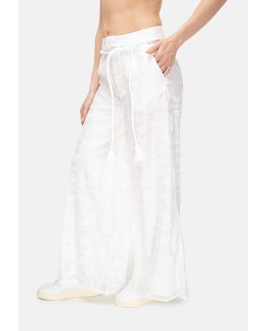 AMOSA Pantaloni donna sangallo bianco