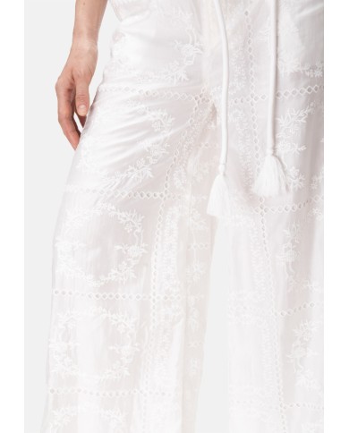 AMOSA Pantaloni donna sangallo bianco