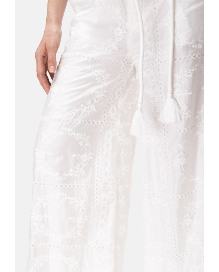AMOSA Pantaloni donna sangallo bianco