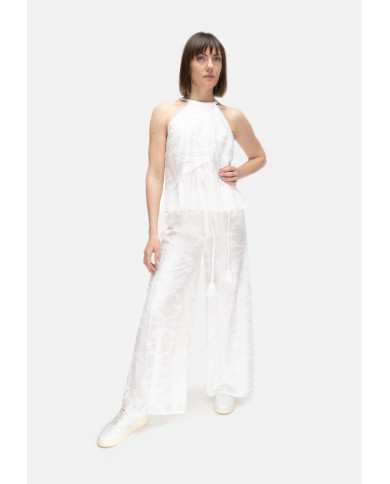 AMOSA Pantaloni donna sangallo bianco