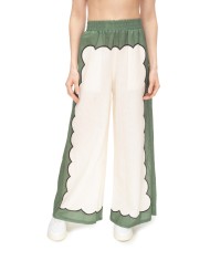AMOSA Pantaloni donna lino panna Verde